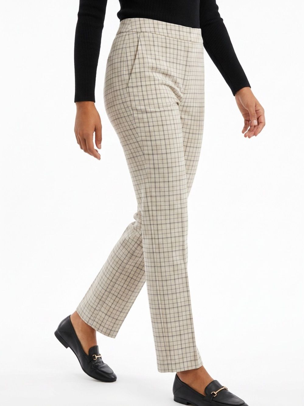 JOIE | Plaid Ankle Pants Porcelain Cotton Size 2